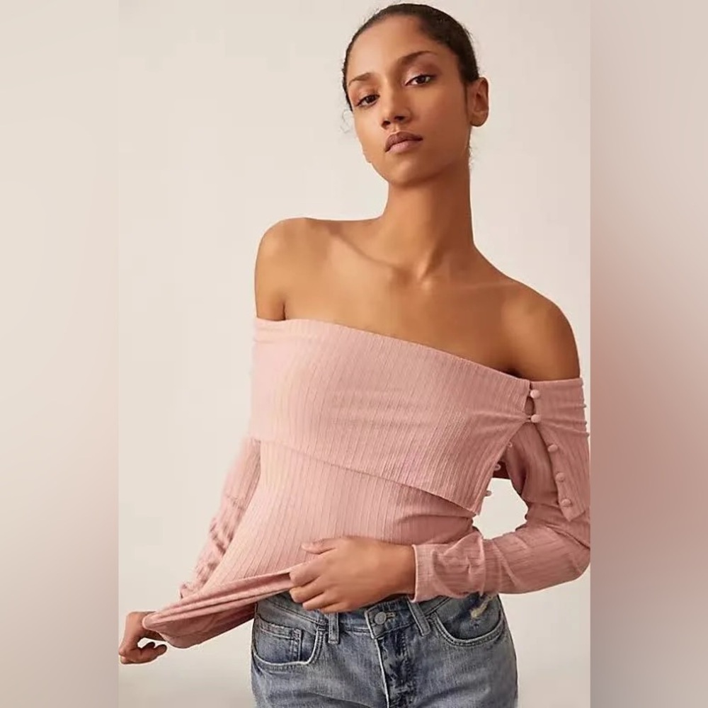 Anthropologie Blush Off Shoulder Knit Top